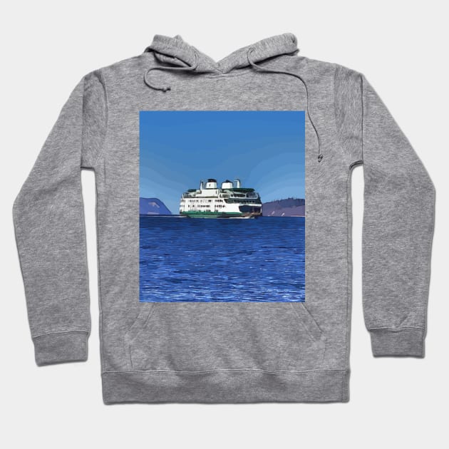 Ferryboat on Pudget Sound in Seattle Washington Hoodie by WelshDesigns